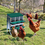 Garvee Nesting Boxes for Chickens, 6 Compartment Roll Away Nesting Box with Egg Collection, Perch, Lid Cover for Egg Protection, Wall Mount/Free Standing Nest Box for Chickens - Green