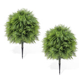 Garvee 2 Pack Artificial Fern Stake Topiary Trees, UV Resistant Faux Greenery for Indoor Outdoor Patio Garden, Green