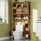 Garvee Over The Toilet Storage Cabinet With Adjustable Shelf And Glass Door For Bathroom And Laundry Room, 67.4 Inch, Wood Finish - Brown