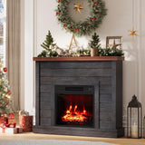 Garvee 38in Electric Fireplace with Mantel TV Stand 19in Insert Heater Adjustable Flame Black