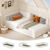 Garvee Twin Daybed With Bed Rails Velvet Upholstered Corner Bed Frame Modern Kids Bed Beige