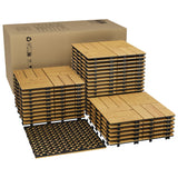 Garvee Acacia Wood Interlocking Deck Tiles With Weather-Resistant Plastic Base For Patio Balcony Garden Pool, Easy Install, Natural Wood Color - Amarillo