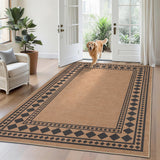 Garvee Solid Bordered Easy Jute Rug 5x7 Washable Non-Slip Indoor Outdoor Brown - Border|Brown