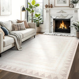 Garvee Modern Solid Area Rug 5x7 Washable Non Slip Ivory White for Living Room Bedroom Dining - Ivory White