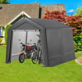 Garvee 8x12FT Portable Shed Storage Shelter With Waterproof Cover And Roll-Up Zipper Door For Motorcycle Bike Gardening Tools Outdoor Heavy Duty Storage Shed - Grey