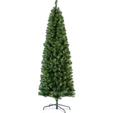 Garvee Pencil Christmas Tree Prelit, Partially Flocked & Frosted Skinny Xmas Tree with PVC Branch Tips, Foldable Stand, Full Realistic Appearance for Christmas Decor