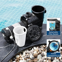 Garvee 2.0 HP Swimming Pool Pump 1500W Dual Voltage with Strainer Basket for Above and Ground Pools, 6800 GPH, Stainless Steel
