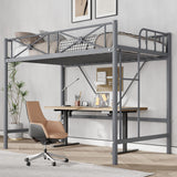 Garvee Twin Loft Bed Frame Heavy Duty Metal Industrial Loft Bed for Kids Teens Adults Gray Space-Saving 400 Lbs Capacity - Gray