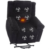 Garvee Power Lift Recliner Chair Electric Heated Massage Plush Seat Back Support for Elderly Mobility Impaired 33x37.4x41 Inches Corduroy - Black