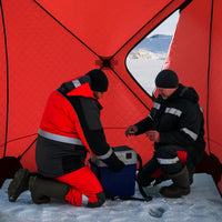 Garvee Ice Fishing Tent, Warmth Retaining Design Pop-Up Portable Hub-Style Ice Fishing Shelter, Thickening 34 Square Feet of Fishable Area, 3-Person Shelter