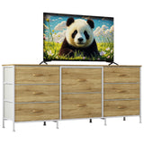 Garvee Metal Frame TV Cabinet With Particle Board 8 Drawer Storage Space Saving Durable Black - Natural