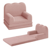Garvee Kids Couch 2-in-1 Convertible Toddler Sofa Lounger with Soft Sherpa Pink 22.8"W x 19.7"H