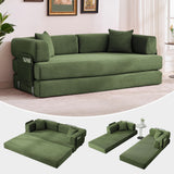 Garvee 5-in-1 Convertible Sofa Bed Modular Couch Corduroy Sleeper for Living Room Guest Room Apartment 78.8in Green - Green