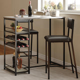 Garvee Dining Table Set for 2 with Upholstered Chairs and Storage Shelves, Counter Height Kitchen Bistro Table, Grey, Space-Saving Design - Grey Table And 2 Upholstered Chairs