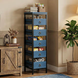 Garvee Wood Fruit And Vegetable Storage Rack 5-Tier Narrow Snack Display Stand Utility Shelf Organizer Kitchen Living Room Bedroom Denim Blue - Denimblue