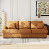 Garvee 86" Faux Leather Sofa With 2 Throw Pillows For Small Space Apartment Living Room Brown
