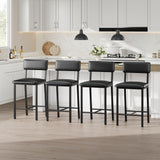 Garvee Bar Stools Set of 4, Upholstered PU Leather, Thickened Metal Legs, Counter Height, Black, for Kitchen Island and Bar - Retro Black