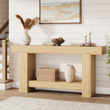 Garvee Rustic Wood Console Table Narrow Design Double Level Open Shelf Stable for Hallways and Living Rooms 63x11.8x31.5 Inches Wood Grain Farmhouse Style