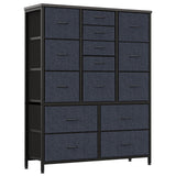 Garvee 48"H Tall Dresser With 15 Drawers Fabric Storage Dresser Steel Frame Wood Top Bedroom Closet Hallway Living Room Grey