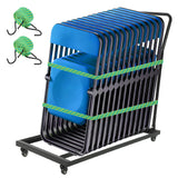 Garvee Folding Chair Rack, Heavy-Duty Metal Chair Storage Dolly for 25 Chairs, 300 LBS Capacity, L-Shape Vertical Folding Chair Cart, Black