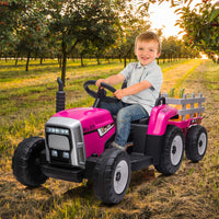Garvee Ride - P Series: 12V Electric Tractor & Trailer for Kids, 3-6 Yrs - With RC - Rose / 25W