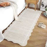 Garvee Washable Runner Rug 2x6 Modern Solid Scalloped Non-Slip Low Pile Polyester Minimalist Kitchen Entryway Bedroom Neutral - Beige