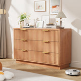 Garvee Modern 6 Drawer Dresser Wood Chest of Drawers for Bedroom Nursery, 47 In, Natural - Wood Color