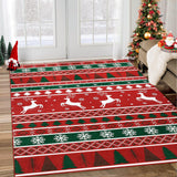 Garvee Christmas Rug 9x12 Area Rug Boho Christmas Rug Washable Large Rug Living Room Xmas Decor Accent Area Rug Bedroom Holiday Throw Rug Non Slip Low Pile Soft Rug Winter Floor Mat Dining Room - Red & Green