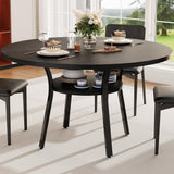 Garvee 47'' Round Dining Table With Storage Shelf For Kitchen And Living Room, Black, 47 Inch, Farmhouse Style - Black