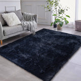 Garvee Fluffy & Sheepskin Pure Navy Blue 9x12 Shaggy Rug, Non-Shedding Soft Non-Slip Tie Dyed for Living Room Nursery - Pure Navy Blue