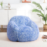 Garvee Faux Fur Bean Bag Chair with Armrest for Gaming and Reading, 37"x37.8"x25.59", Blue - Blue
