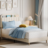 Garvee Twin Bed Frame With Storage Headboard Velvet Upholstered Platform Bed For Kids Beige - Beige
