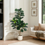 Garvee 4FT Fiddle Leaf Fig Tree Artificial with 48 Leaves in 7.8" White Planter Pot for Indoor Home Office Decor - With White Planter