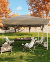 Garvee Outdoor Pop-Up Canopy Tent 10x10ft Waterproof Adjustable Height Metal Frame Portable Camping Market BBQ Events Khaki - Caqui