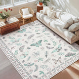 Garvee Floral Washable Insect Butterfly Rugs for Living Room 5x7 Area Rugs Non Slip Beige - Insect-Beige