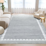 Garvee Solid Rug 9x12 Grey Washable Low Pile Non Slip Area Rug for Living Room Bedroom Dining Room