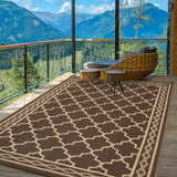 Garvee 8x10 Outdoor Patio Rug Waterproof Reversible Carpet for Deck Backyard Balcony Brown/Coffee - Brown/Coffee