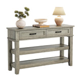 Garvee Farmhouse Wooden Console Table with 2 Drawers & 3-Tier Shelf, Grey, 47.2"L x 14"W x 29.9"H, Multi-Functional Storage for Entryway & Living Room