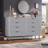 Garvee 8 Drawer Dresser Fluted Grey Wooden Organizer for Bedroom Living Room Hallway Kids Room 55 in Wide - Grey