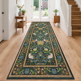 Garvee Vintage Bird Washable Runner Rug 2x6 Non Slip Kitchen Rugs Floral Indoor Entryway Rug Botanical Soft Bath Mat Low Pile Stain Resistant Carpet 2'x6' Green - Bird|Green