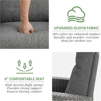 Garvee Wicker Reclining Patio Chair with Adjustable Back and Footrest, Outdoor Recliner Chair for Garden, 150° Lay Flat, Removable Cushion, Grey