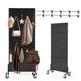 Garvee 2'x5' Standing Pegboard Display with Wheels, Heavy-Duty Metal, Adjustable Floor Display for Retail & Garage Storage, Black - Black