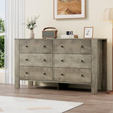 Garvee Grey 6 Drawer Dresser for Bedroom, Modern Wide Organizer with Storage Drawers, 50in W x 28.3in H, Rustic Grey - Grey