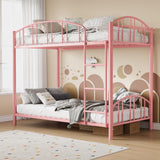 Garvee Metal Bunk Bed Twin Over Twin, Heavy Duty Steel Frame, Kids Boys Girls, Space-Saving, Modern Pink