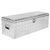 Garvee 48 Inch Heavy Duty Aluminum Stripes Plated Tool Box for Pick Up Truck Bed RV Trailer, Waterproof, Lockable, Portable, Silver - Sliver