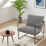 Garvee Sling Accent Chairs Mid Century Modern Metal Frame Cozy Reading Chair Oversized Comfy Armchair Linen Corduroy - Linen | Light Grey