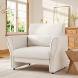 Garvee Modern Accent Chair Boucle Upholstered Armchair for Living Room Bedroom Office Beige 33.5x28x33.5 inches