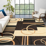 Garvee Modern Brown 8x10 Machine Washable Large Area Rug, Geometric Rug Non Slip Soft Rug Living Room Rug Accent Throw Rugs for Dining Room - Brown