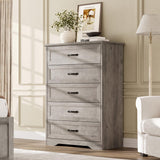Garvee 5 Drawers Dresser with Wide Metal Handle for Bedroom, Living Room, Kids Room, 31.5x15.7x43.9 in, Grey - Grey