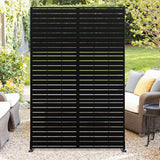 Garvee Metal Privacy Screen 72" H x 47" W, Outdoor Privacy Panels, Freestanding Decorative Fence for Patio Lawn Garden Deck Balcony, Galvanized Steel, Black - Black-Louvered